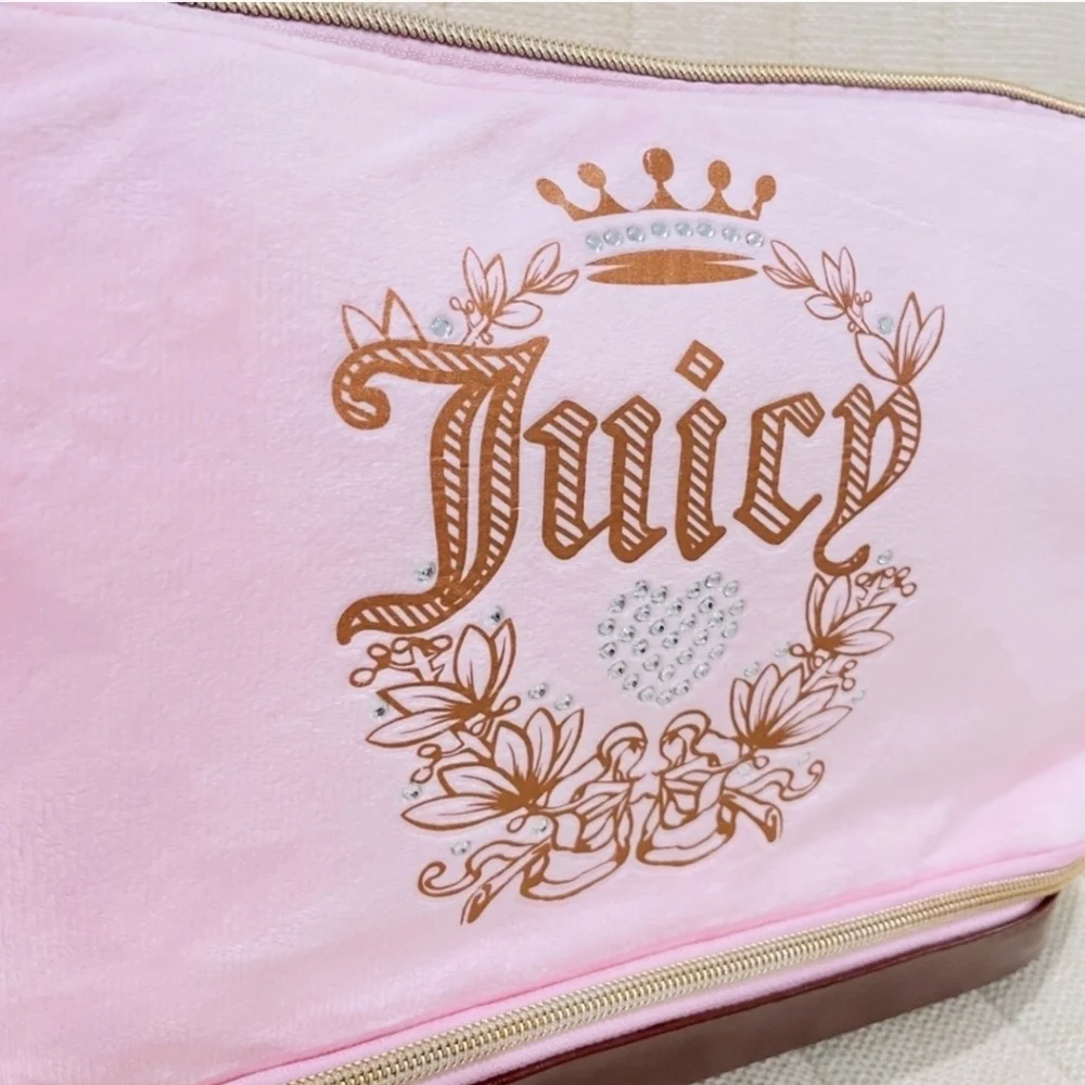 💕▪️Juicy Couture ▪️Baby Pink Brown Multi Compartment Heritage Y2K Makeup Bag